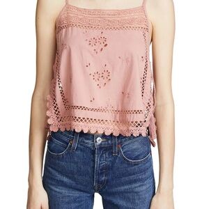 Free People Garden Party Cami Size Small Women Eyelet Blush Lace Camisole